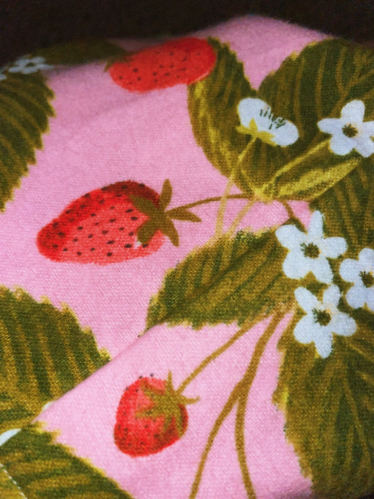 baby pink strawberries - fleece tote bag