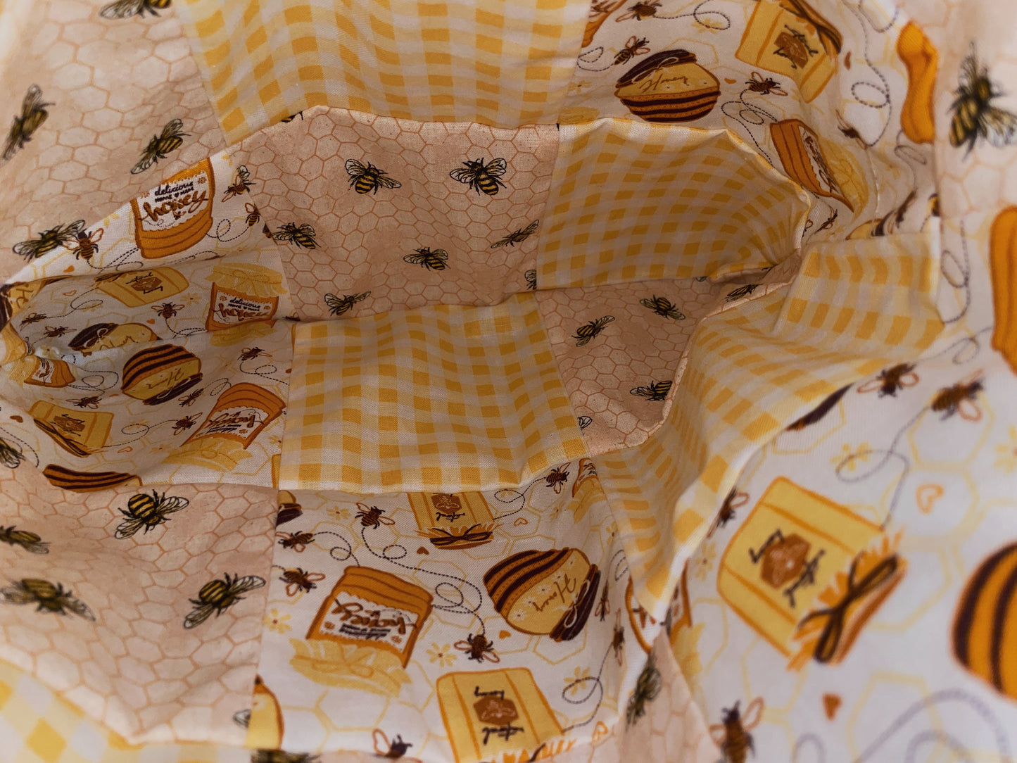 sweet honeybees reversible patchwork tote bag