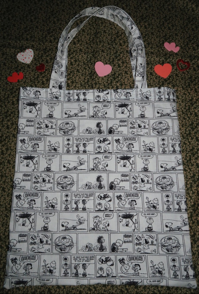 peanuts comics - cotton tote bag