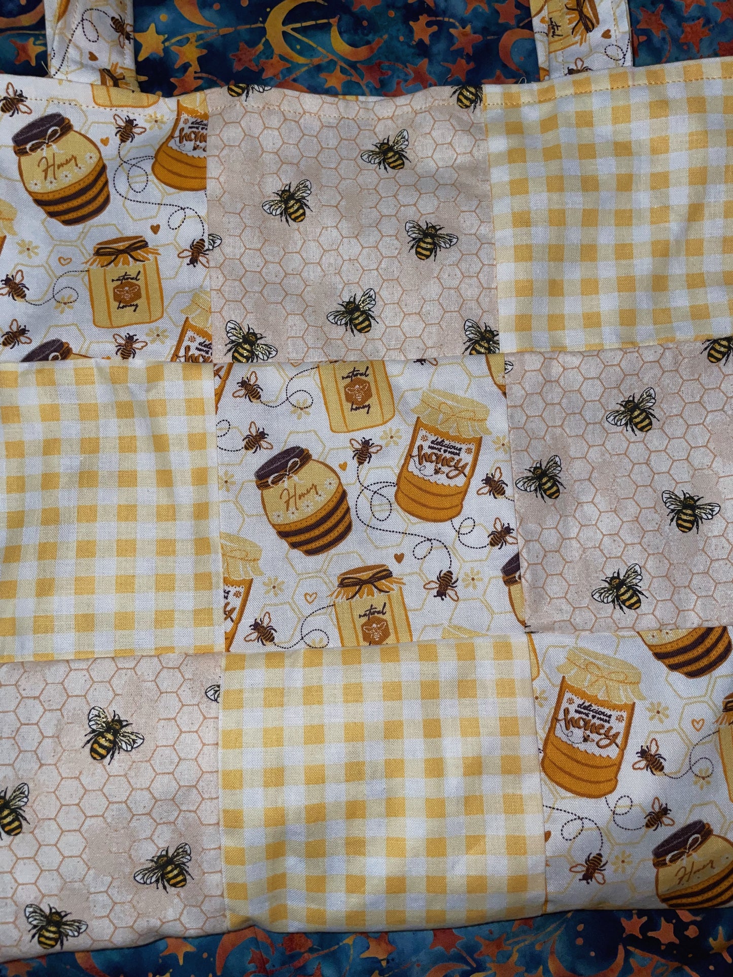 sweet honeybees reversible patchwork tote bag