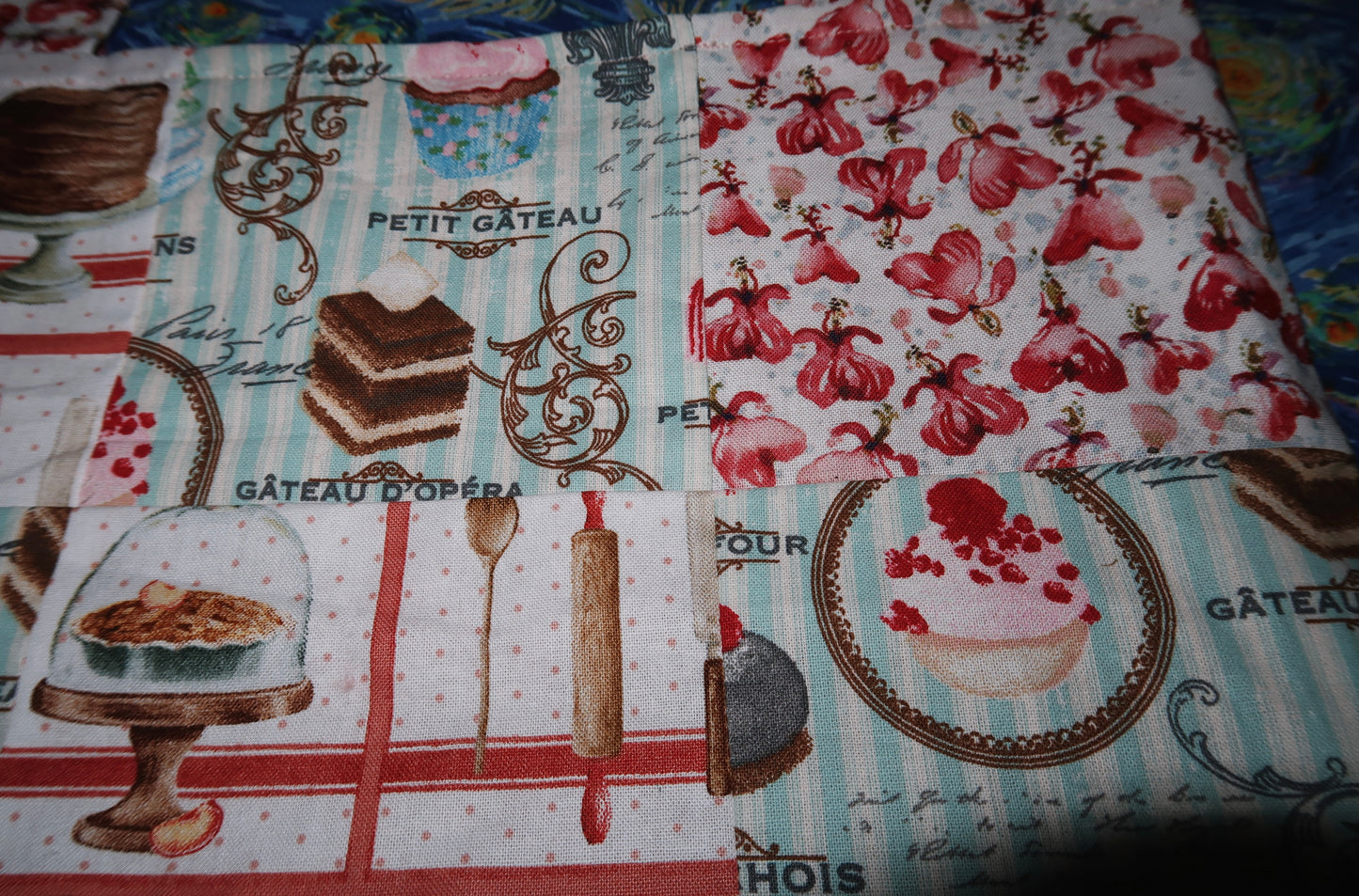 love's bakery - reversible patchwork tote bag