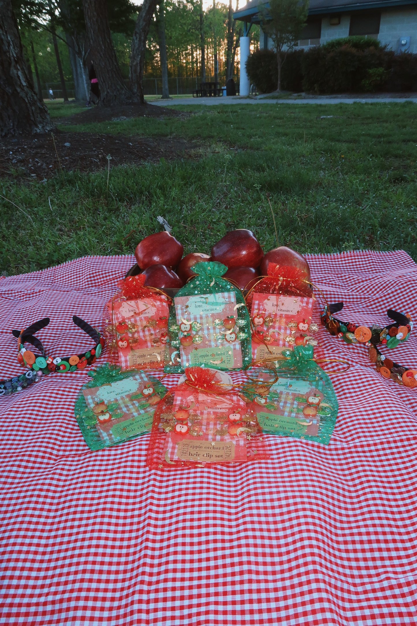 apple orchard hair clip set