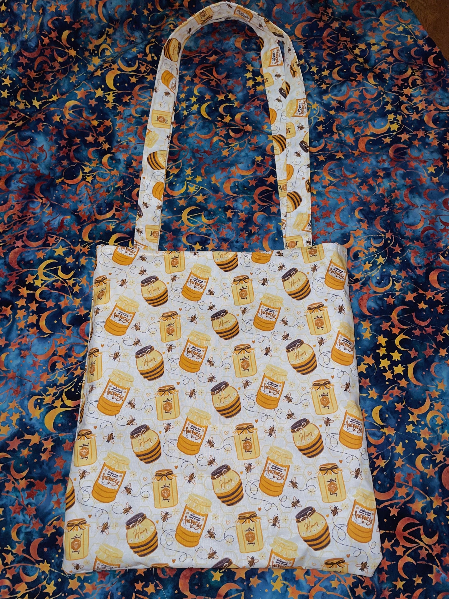 sweet honeybees reversible patchwork tote bag