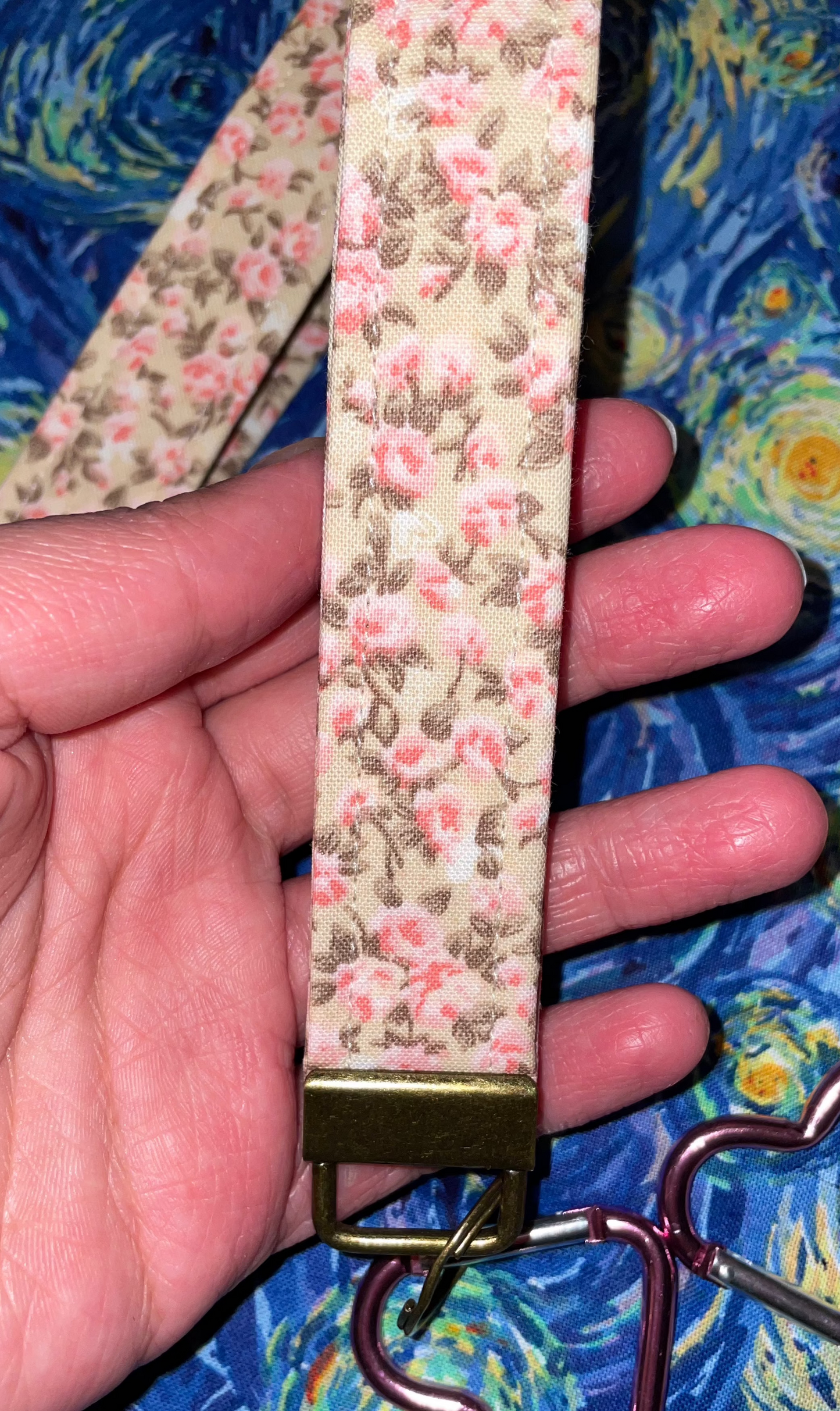 teacup flowers keychain fob + heart carabiner