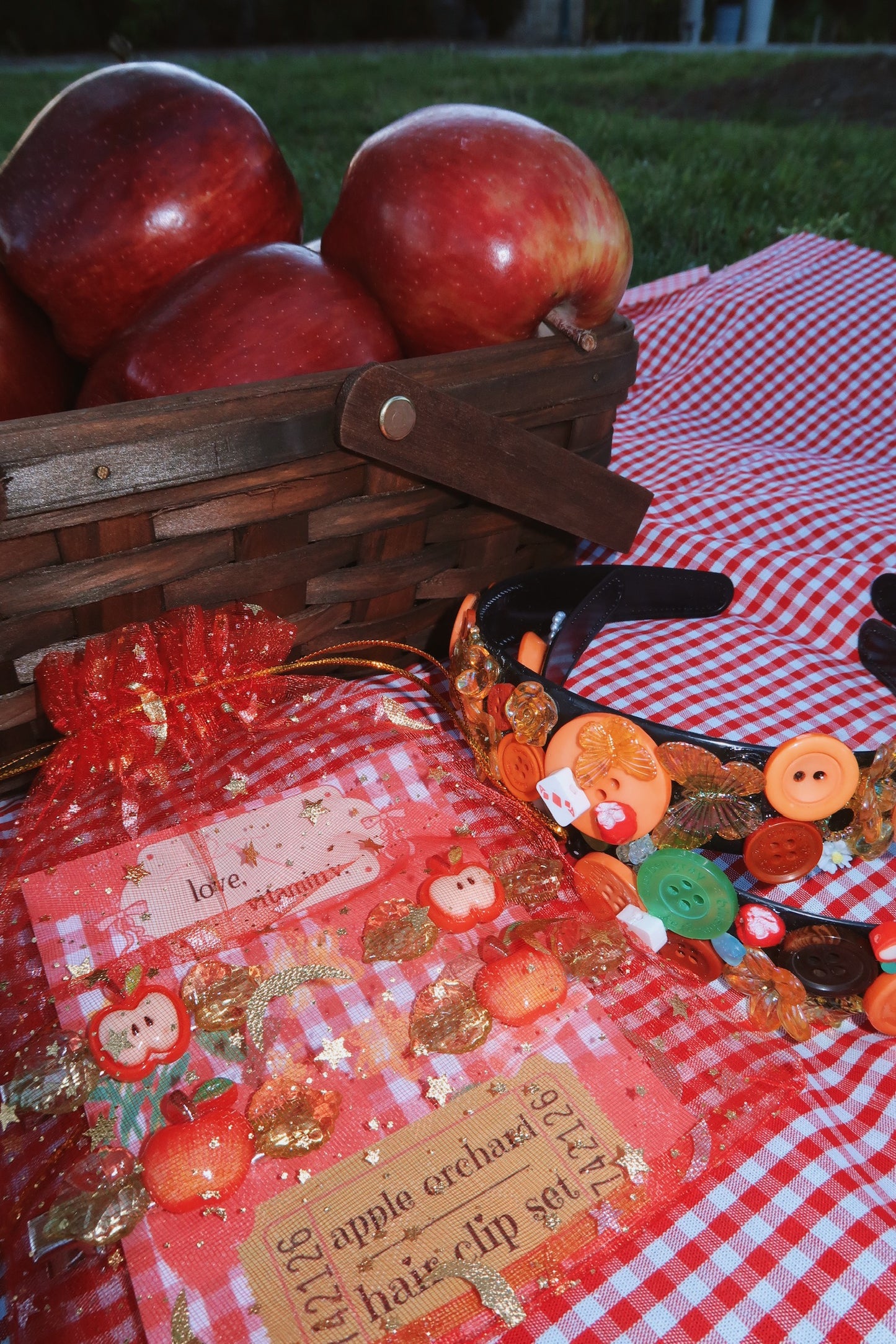 apple orchard hair clip set