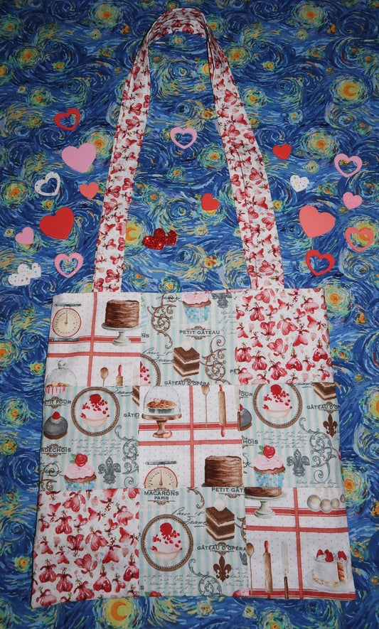 love's bakery - reversible patchwork tote bag
