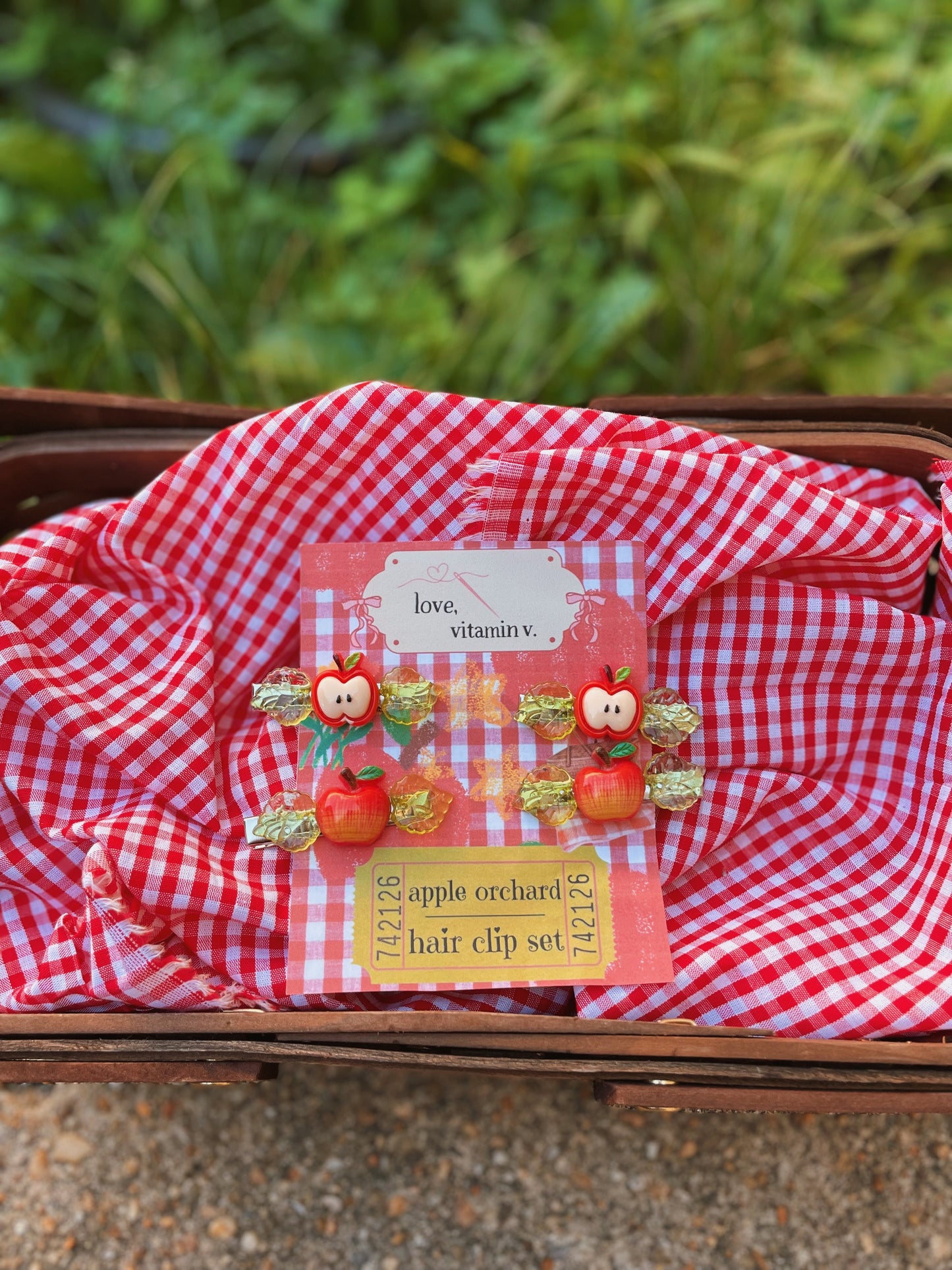 apple orchard hair clip set