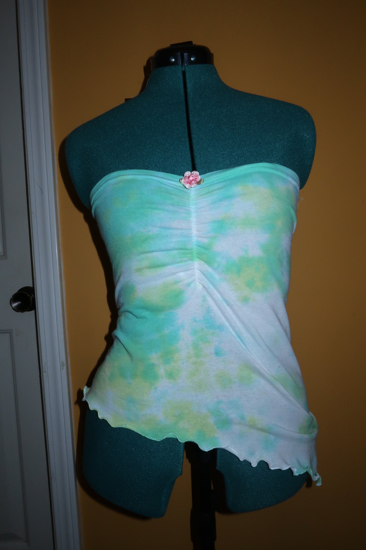 tie dye tube top w/ asymmetrical hem